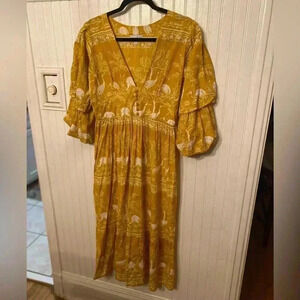 Monsoon and Beyond Crane Print Maxi Dress Size Small